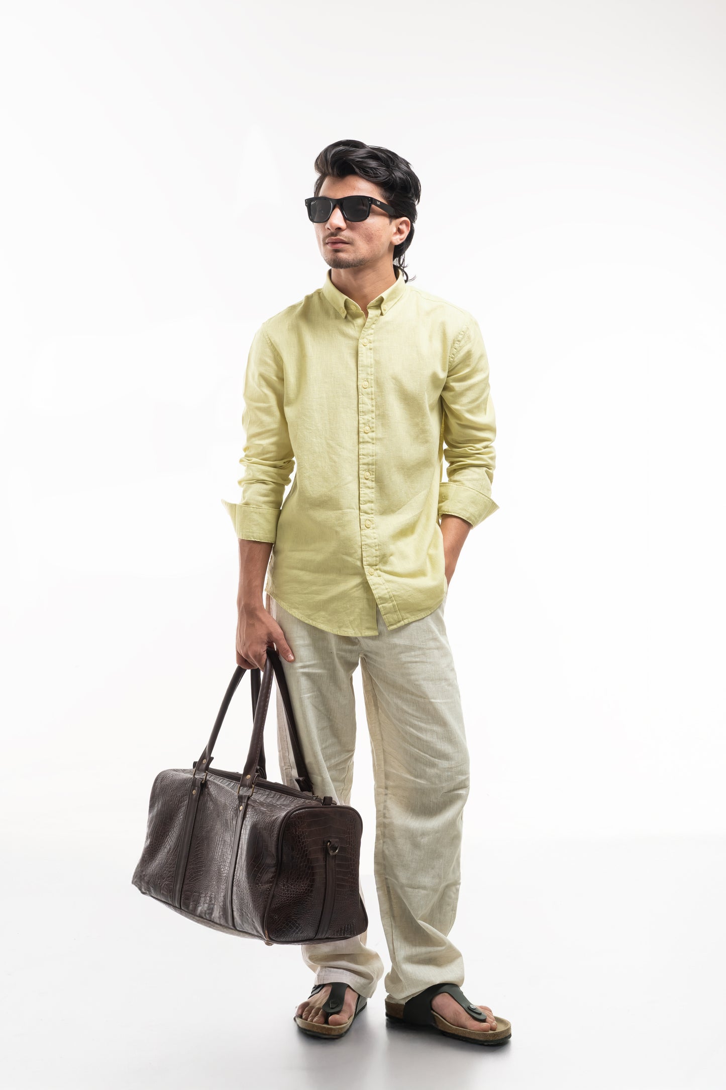 Men’s Premium Light Olive Linen Shirt – Lightweight & Breathable Summer Essential