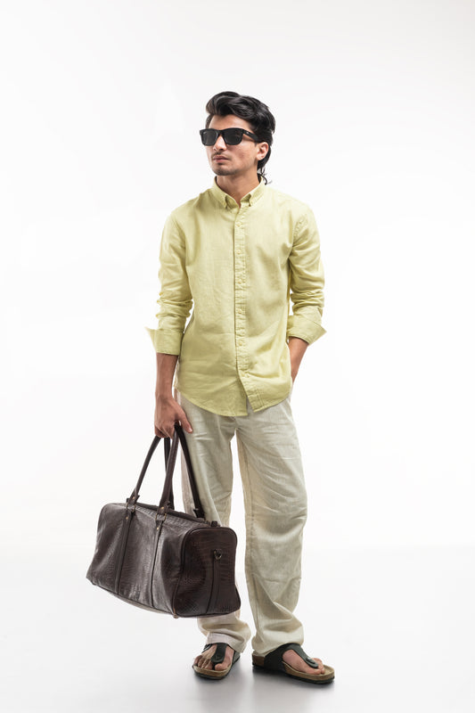 Men’s Premium Light Olive Linen Shirt – Lightweight & Breathable Summer Essential