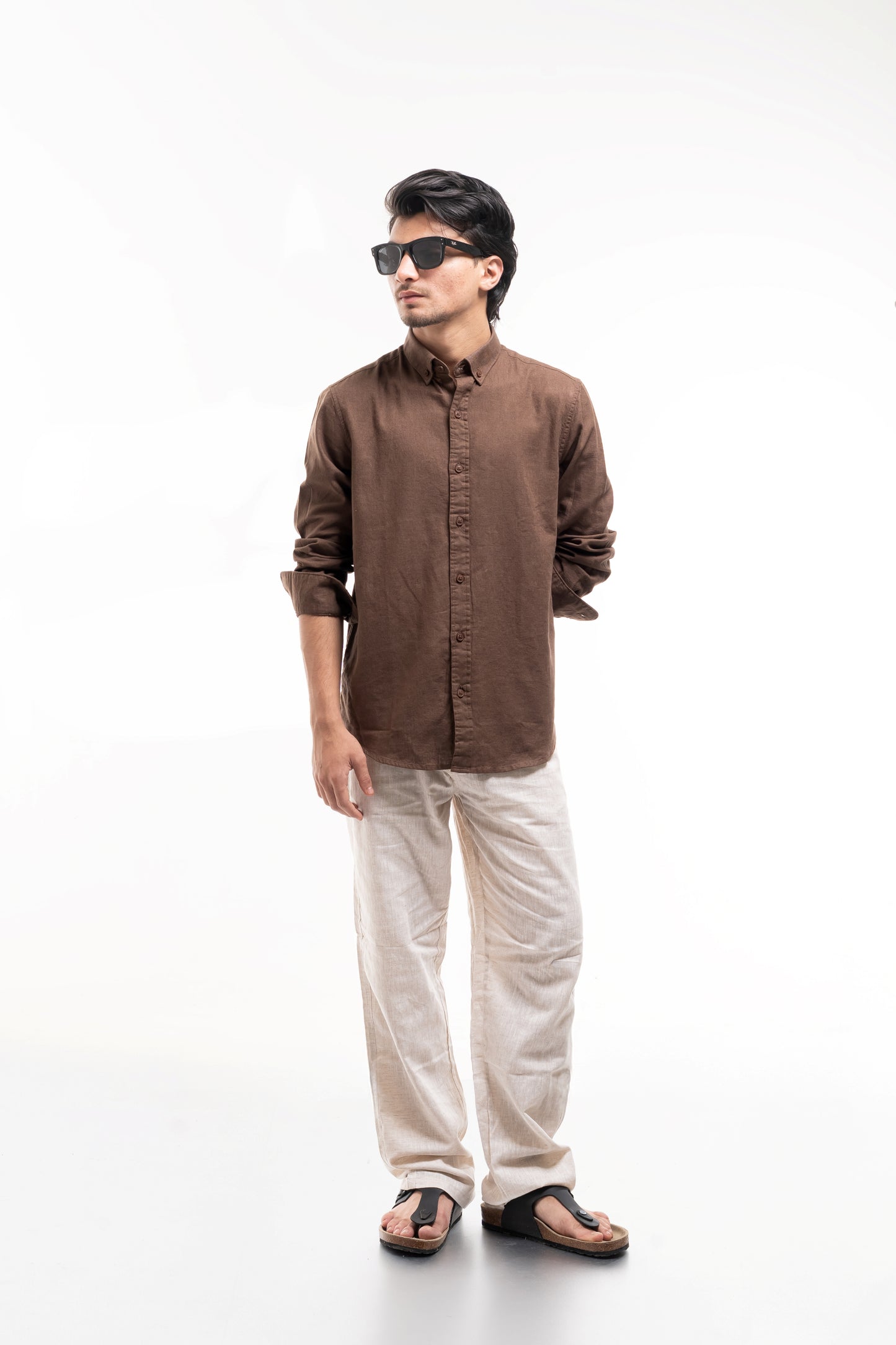 Men’s Premium Brown Linen Shirt – Breathable Lightweight Summer Essential