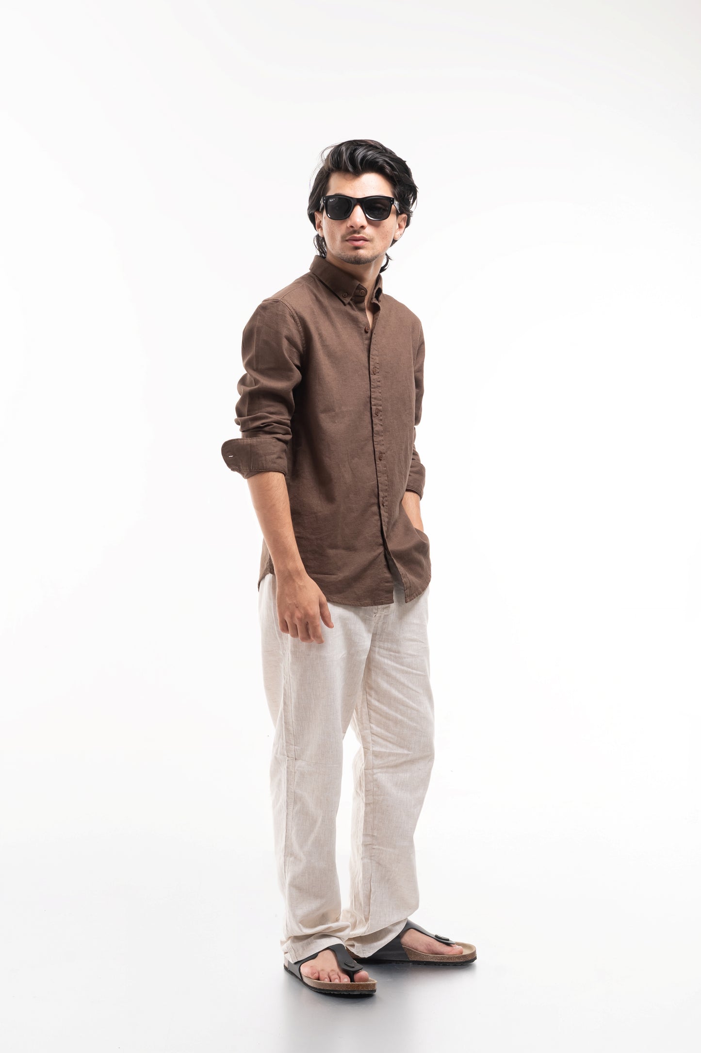 Men’s Premium Brown Linen Shirt – Breathable Lightweight Summer Essential
