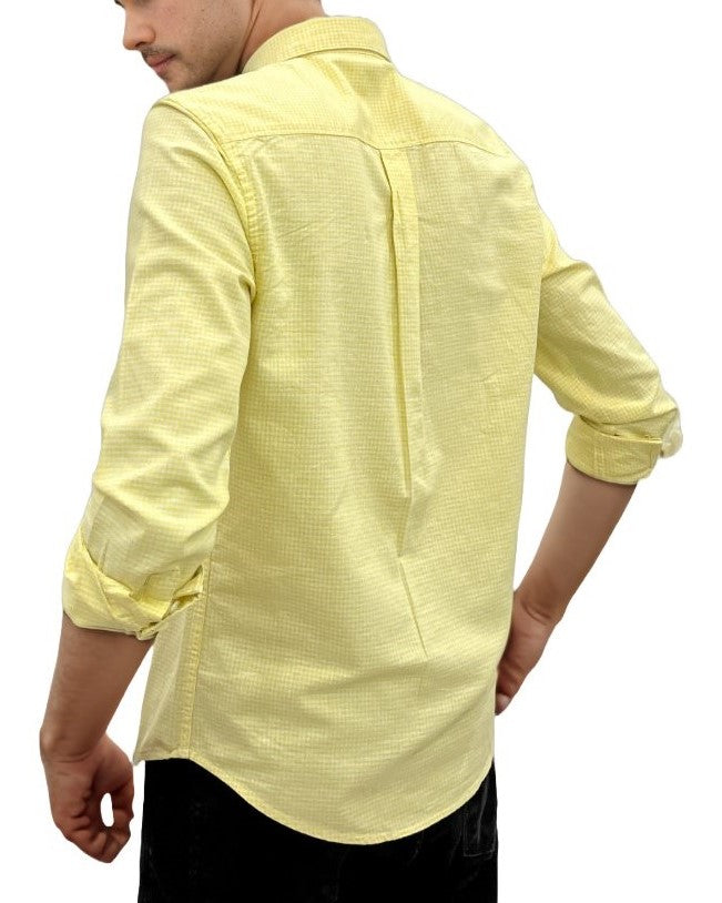 Lively Checks – Yellow & White Oxford Regular Fit Casual Shirt