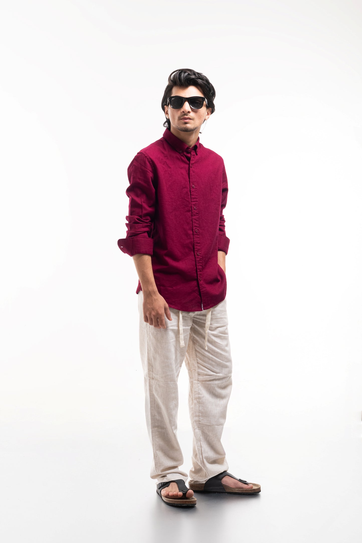 Men’s Premium Burgundy Linen Shirt – Lightweight & Breathable Statement Essential