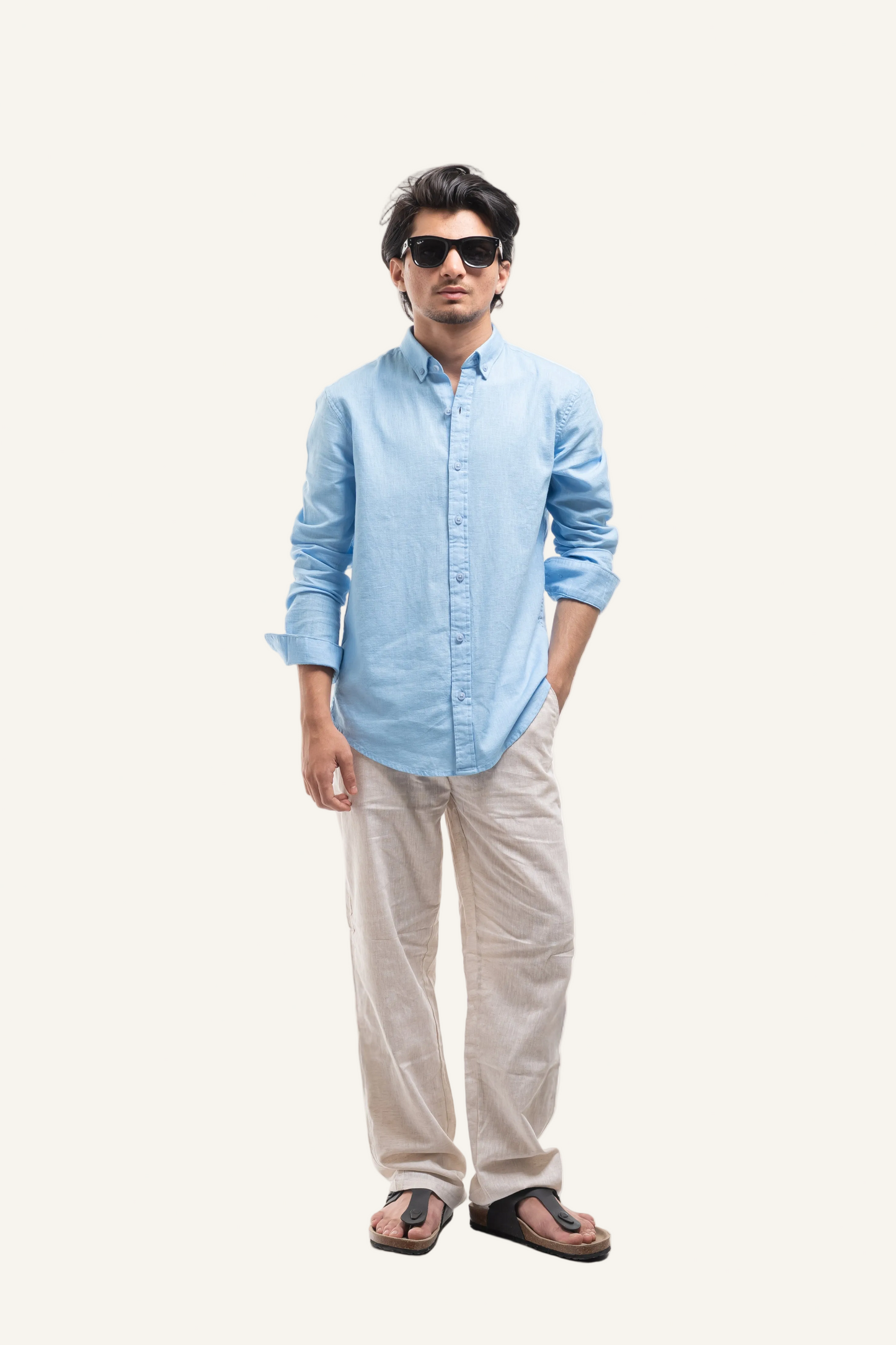 Premium Sky Blue Cotton Linen Shirt