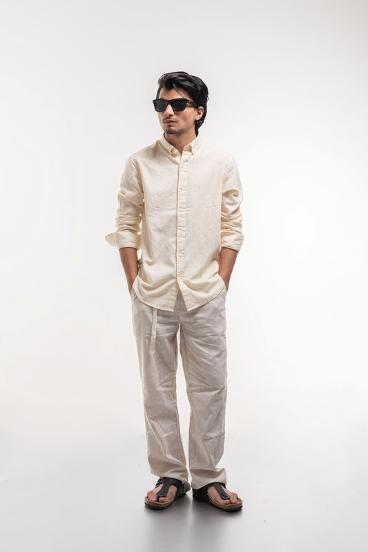 Men’s Premium Cream Linen Shirt – Lightweight & Breathable Summer Essential