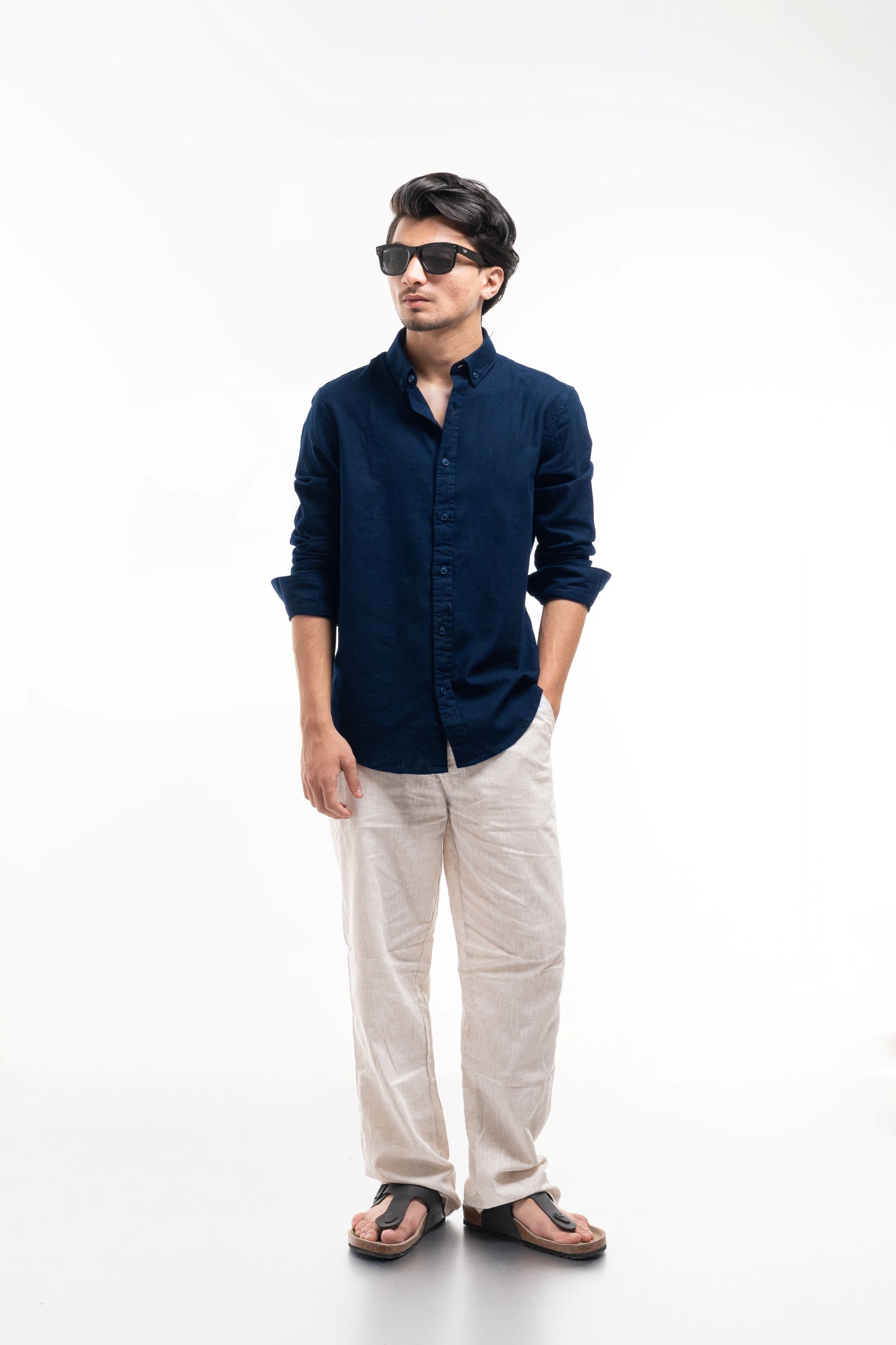 Men’s Premium Navy Blue Linen Shirt – Lightweight & Breathable Summer Essential