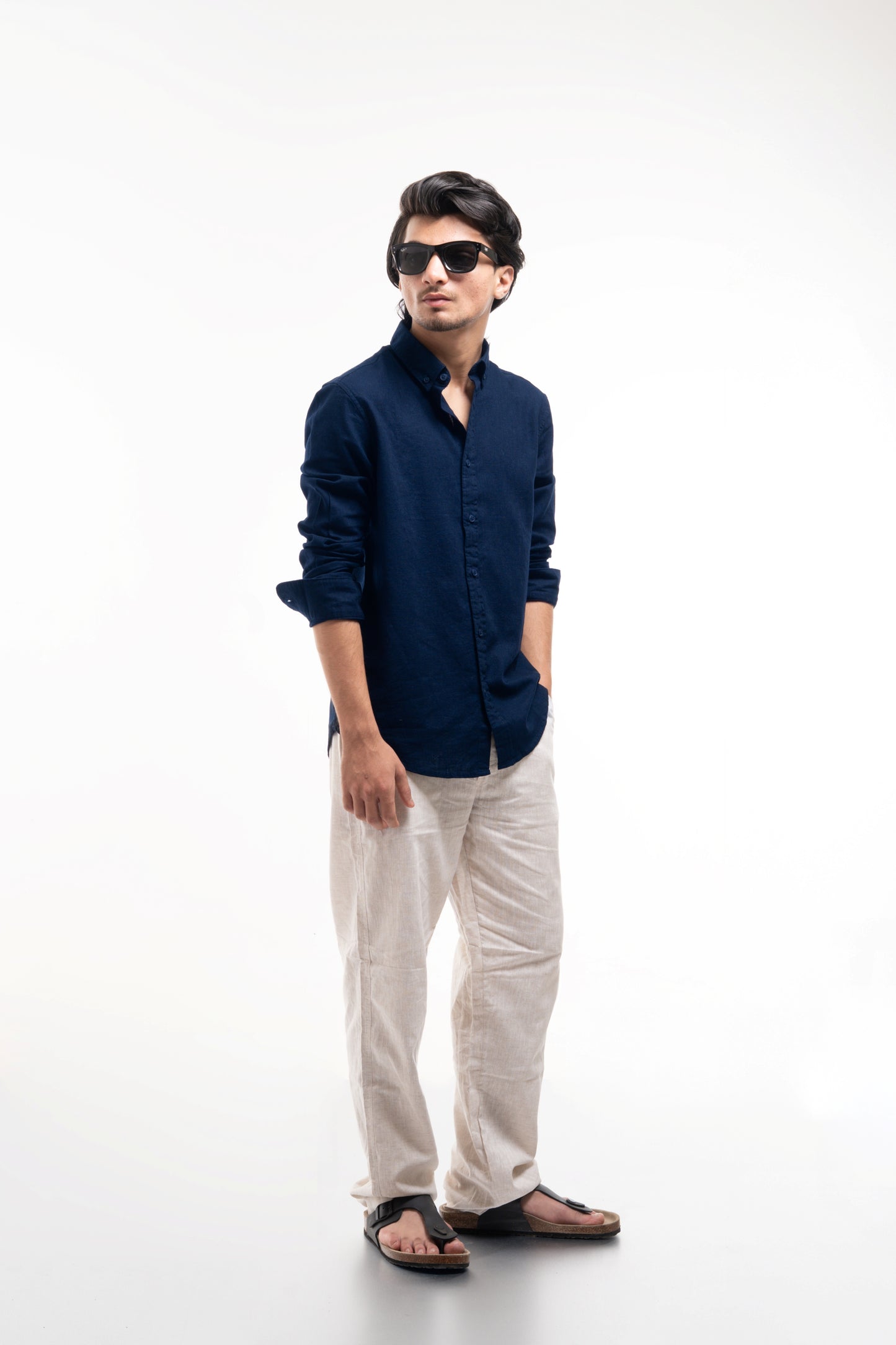 Men’s Premium Navy Blue Linen Shirt – Lightweight & Breathable Summer Essential