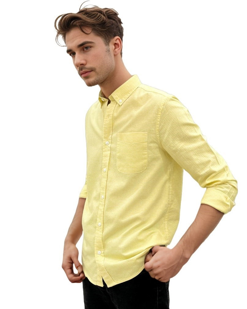 Lively Checks – Yellow & White Oxford Regular Fit Casual Shirt