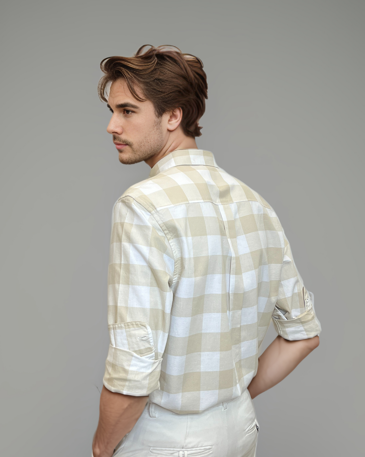 White & Cream Checked Oxford – Timeless Regular Fit Casual