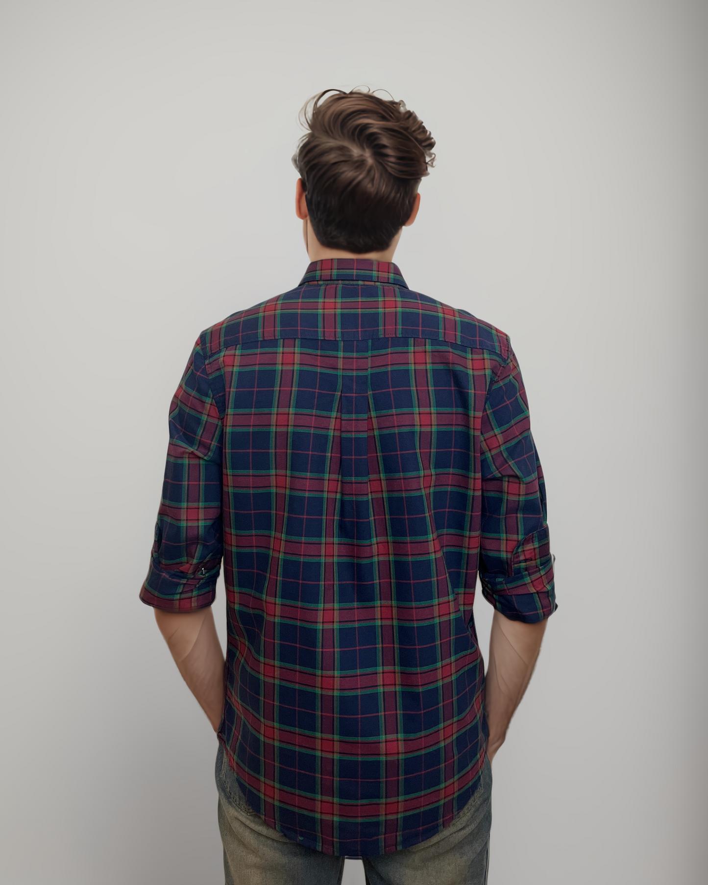 Bold Checks – Navy Blue & Red Oxford Casual Shirt