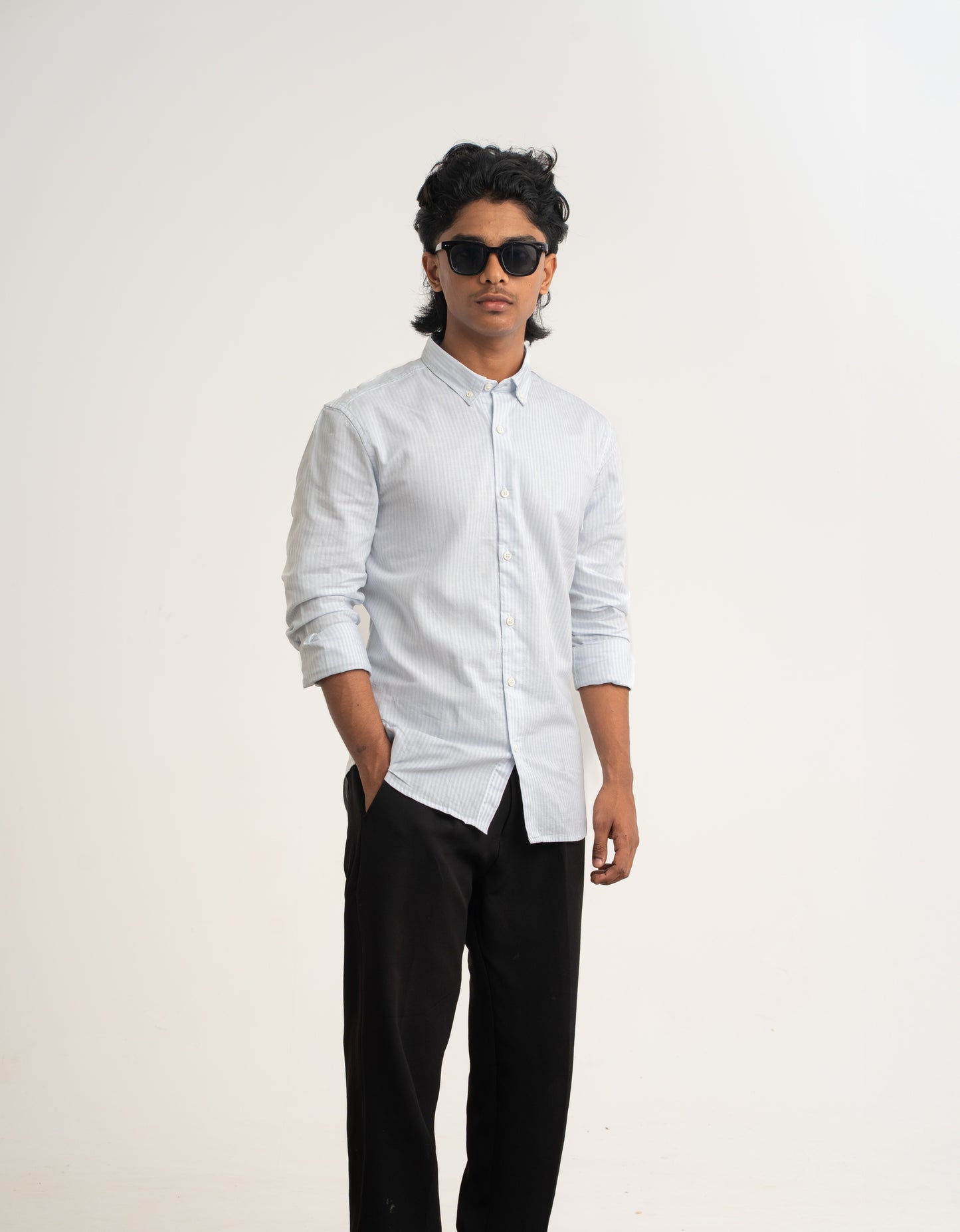 Azure Stripes – Sky Blue & White Oxford Regular Fit Casual Shirt