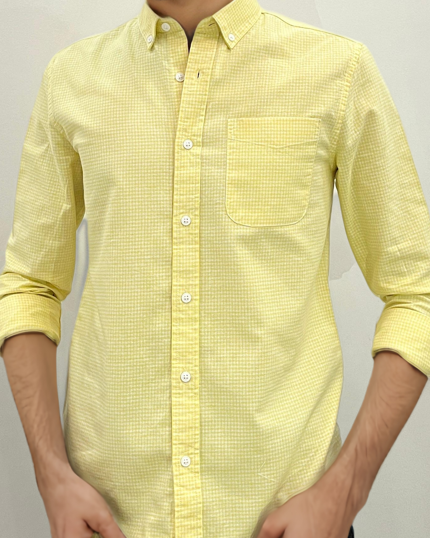 Lively Checks – Yellow & White Oxford Regular Fit Casual Shirt