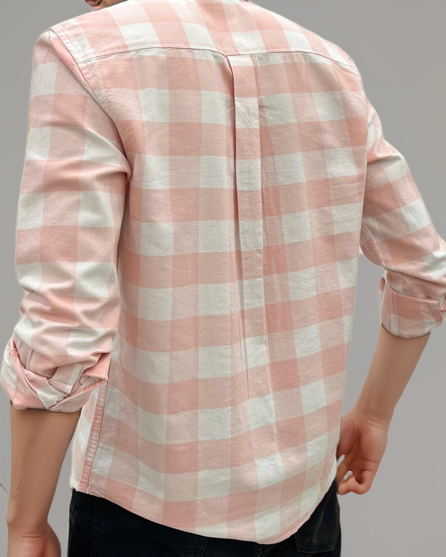 Peach & White Oxford Casual – Luxe Checked Regular Fit