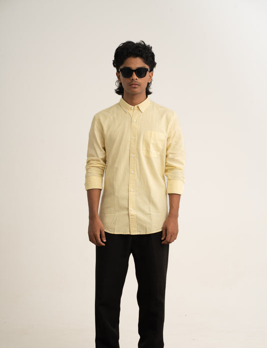 Lively Checks – Yellow & White Oxford Regular Fit Casual Shirt