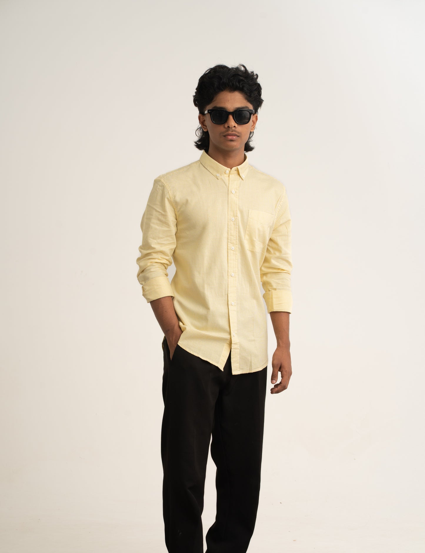 Lively Checks – Yellow & White Oxford Regular Fit Casual Shirt